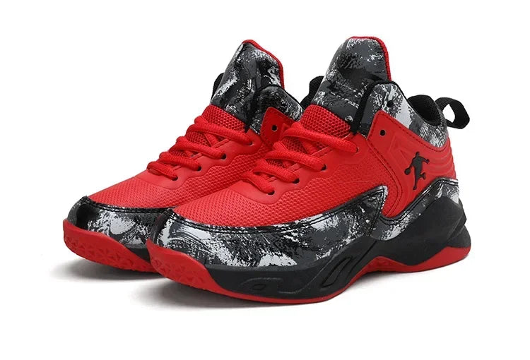 Kids basketball shoes by The Clothing Company Sydney, non-slip sports sneakers with vibrant design and supportive soles.