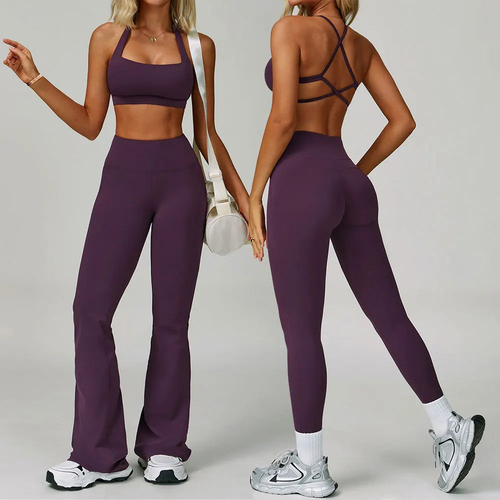 The Clothing Company Sydney women's fitness tracksuit set with high waist leggings and workout bra, ideal for yoga and gym workouts.