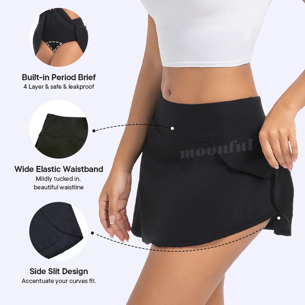 Menstrual swimsuit pool swimwear panties by The Clothing Company Sydney with skirt, designed for heavy flow, recyclable period swim bottom