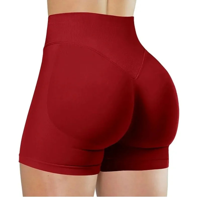 Women's seamless high waist gym shorts by The Clothing Company Sydney, elastic fit ideal for yoga, running, and fitness training.