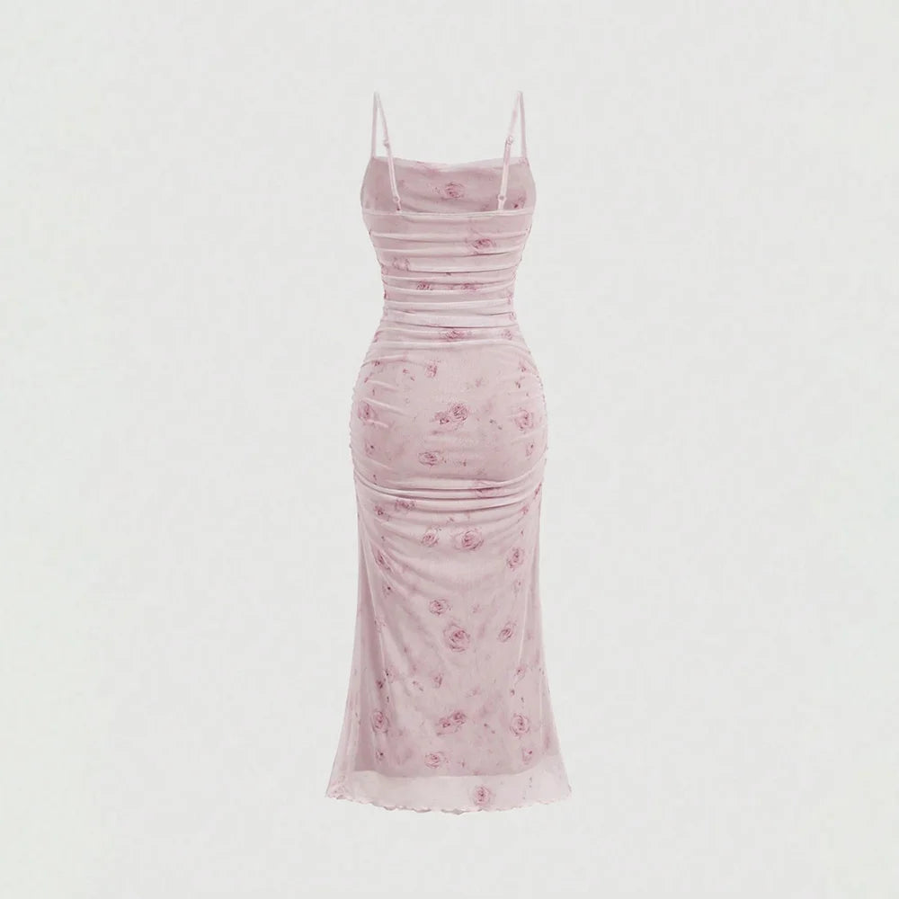 Y2K Floral Milkmaid Dress – Women’s Square Neck Slim Cami Dress for Summer The Clothing Company Sydney