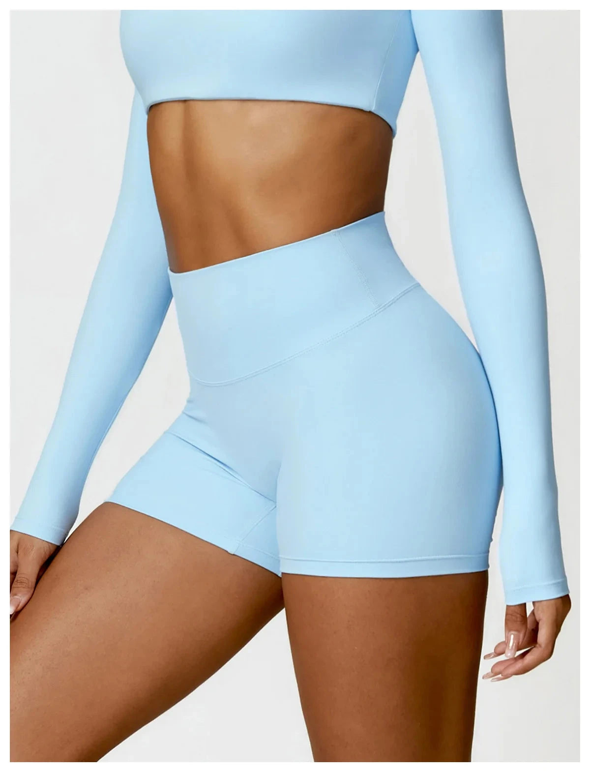 Women’s high-waist fitness cycling shorts with quick-dry fabric from The Clothing Company Sydney, designed for yoga and training.
