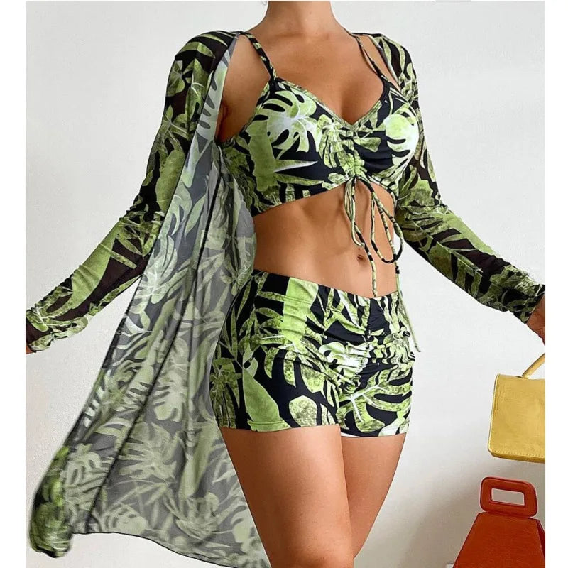 Print Three-Piece Swimsuits Tankini Sets Swimwear Push Up Beach Wear Bathing Suit Swimming Suit The Clothing Company Sydney