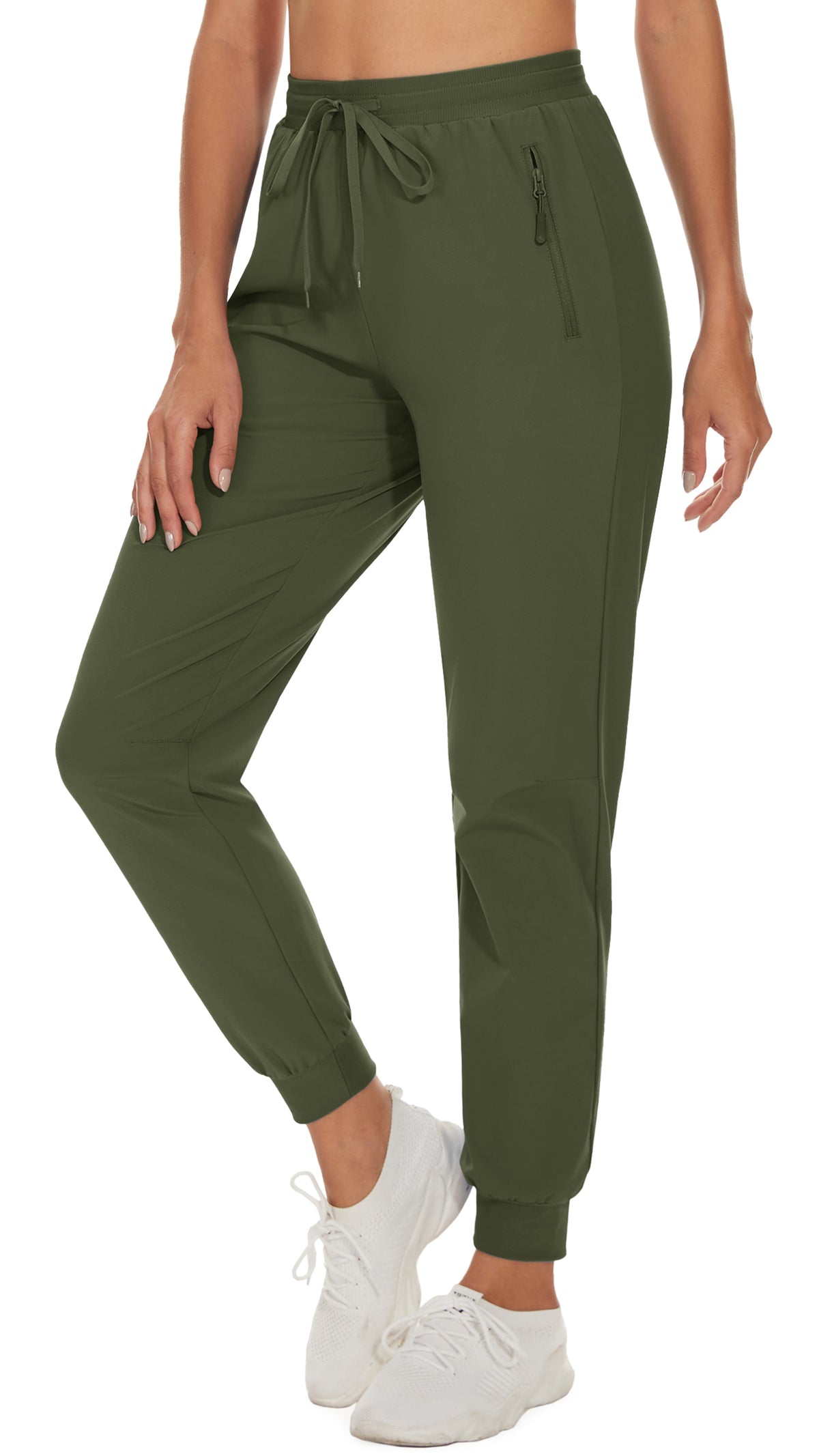 Women's quick dry hiking pants by The Clothing Company Sydney with elastic waist, zipper pockets, ideal for running and outdoor workouts.