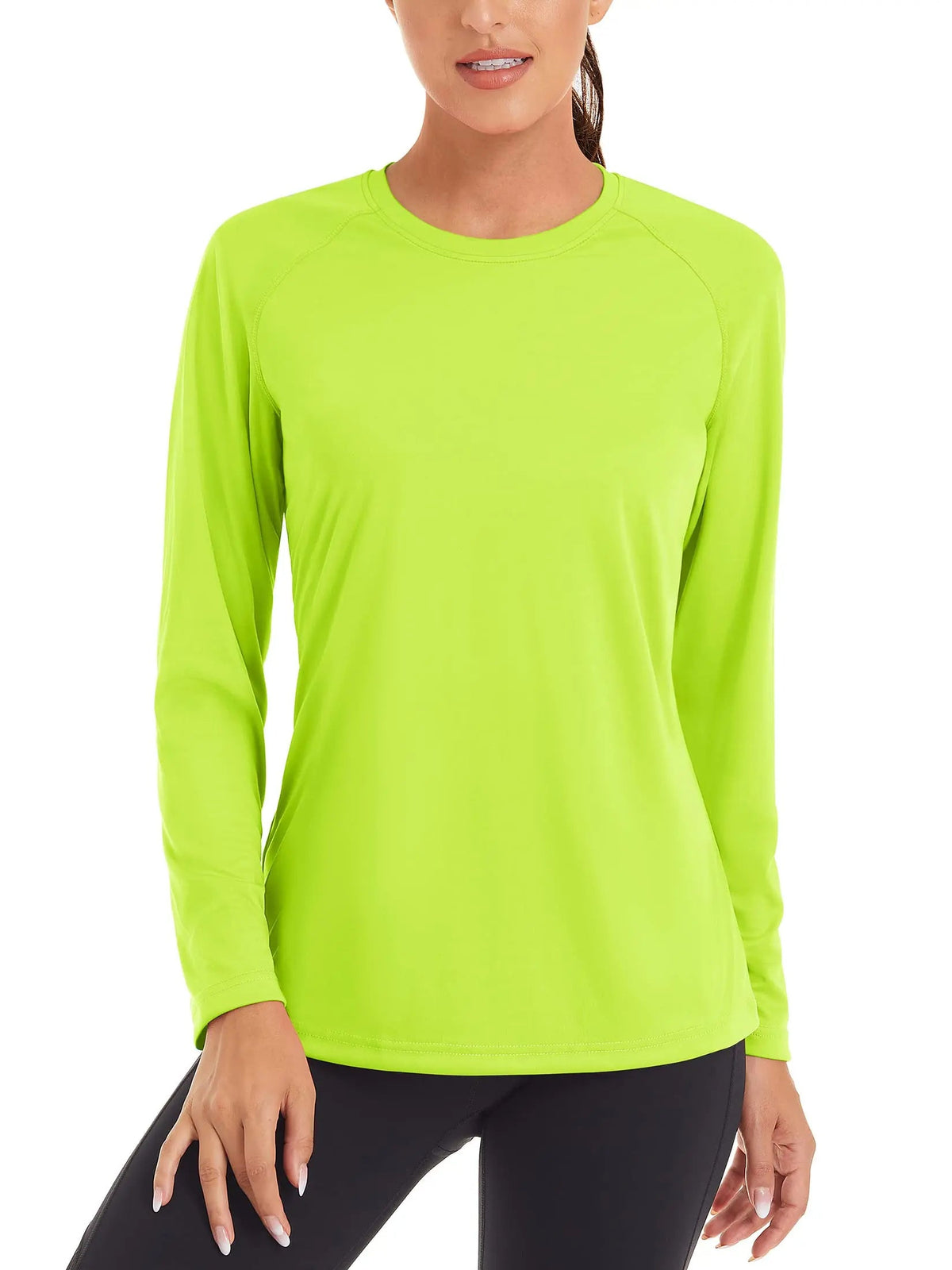 Women's UPF 50+ quick dry long sleeve T-shirt by The Clothing Company Sydney, designed for sun protection and active summer wear.
