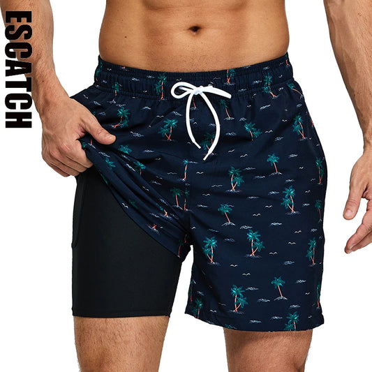 Men's Shorts Breathable Long Lining Gym Homme Quick Dry Zipper Pocket Beach Shorts Swim Trunks The Clothing Company Sydney
