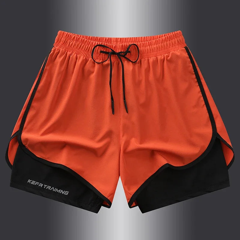 Two-layered gym running shorts by The Clothing Company Sydney, featuring breathable fabric and athletic fit for fitness activities.