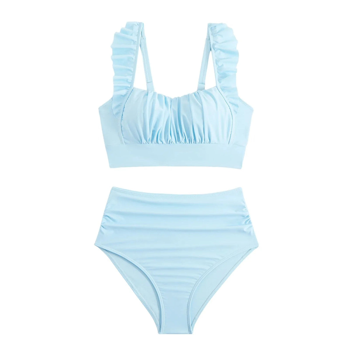 2 Piece Print Swimsuit Ruffle Swimwear Tops And High Waist Bikini Swim Shorts The Clothing Company Sydney