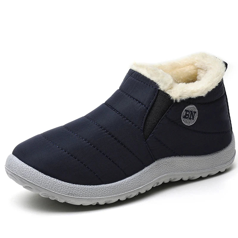 Men's slip-on winter ankle boots by The Clothing Company Sydney, waterproof snow shoes with fur lining and slip-on design.