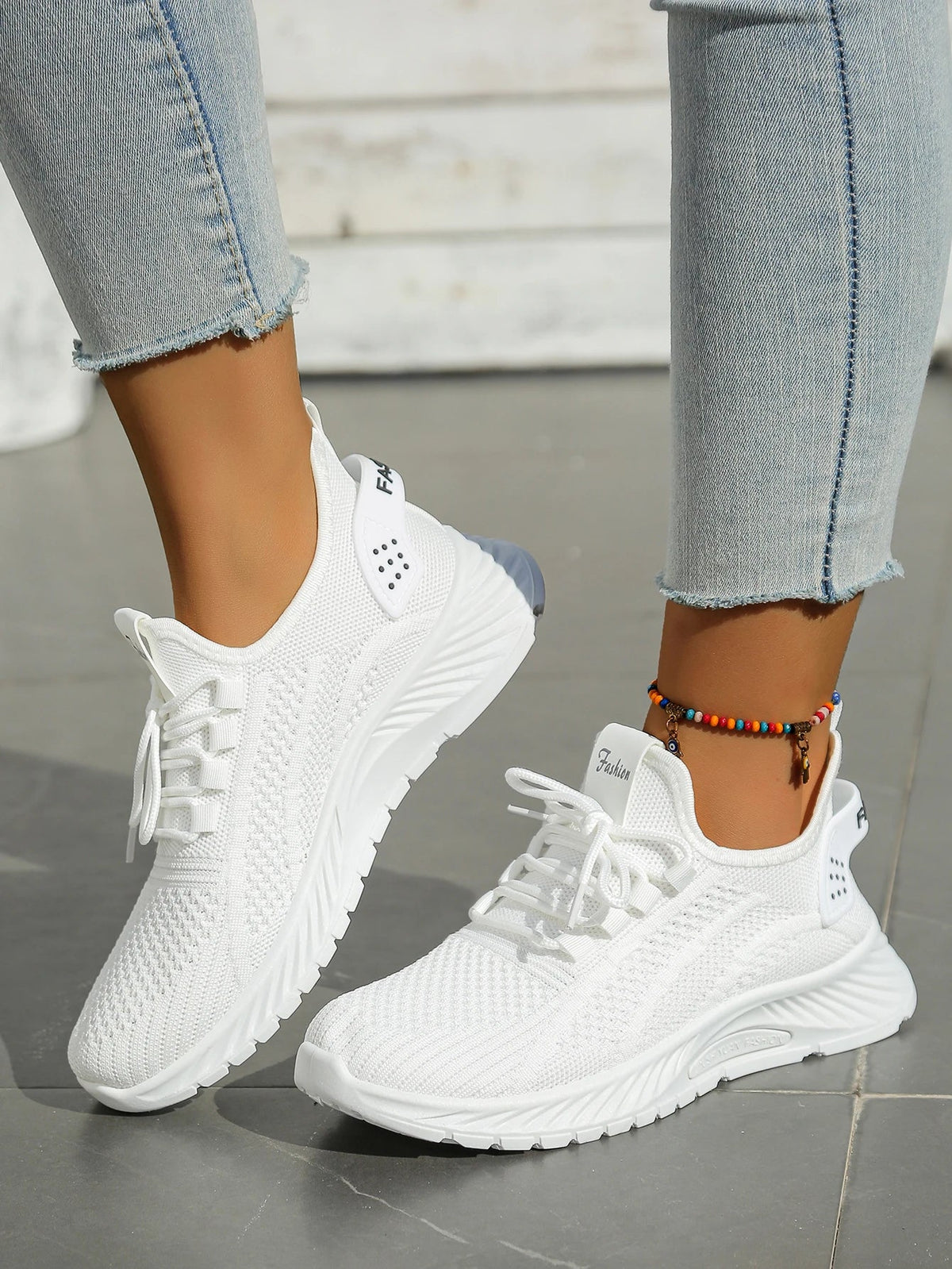 Women's casual sneakers by The Clothing Company Sydney featuring fly weave design and lace-up closure for fall footwear style.