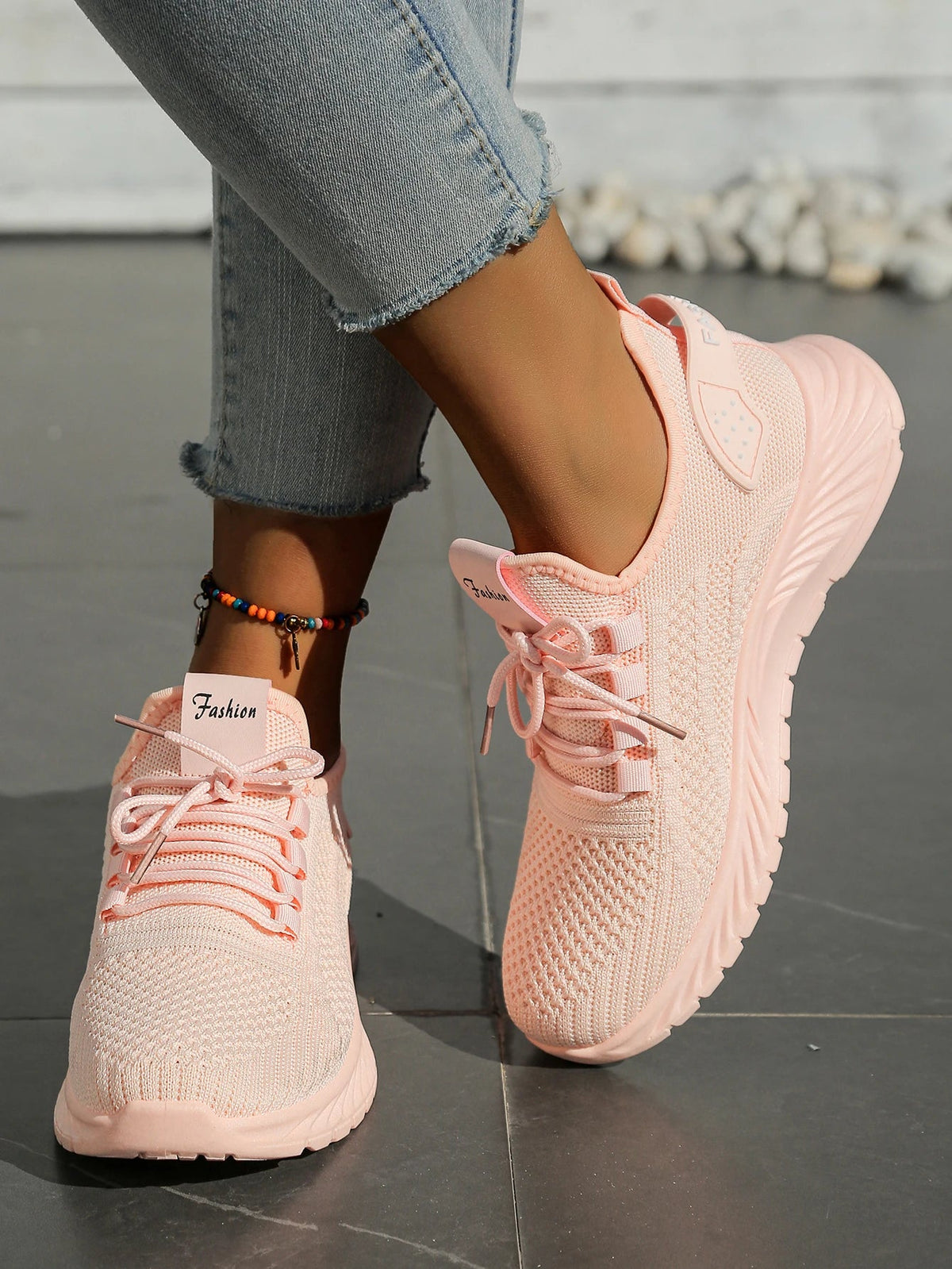 Women's fall casual sneakers by The Clothing Company Sydney featuring fly weave design and lace-up closure.