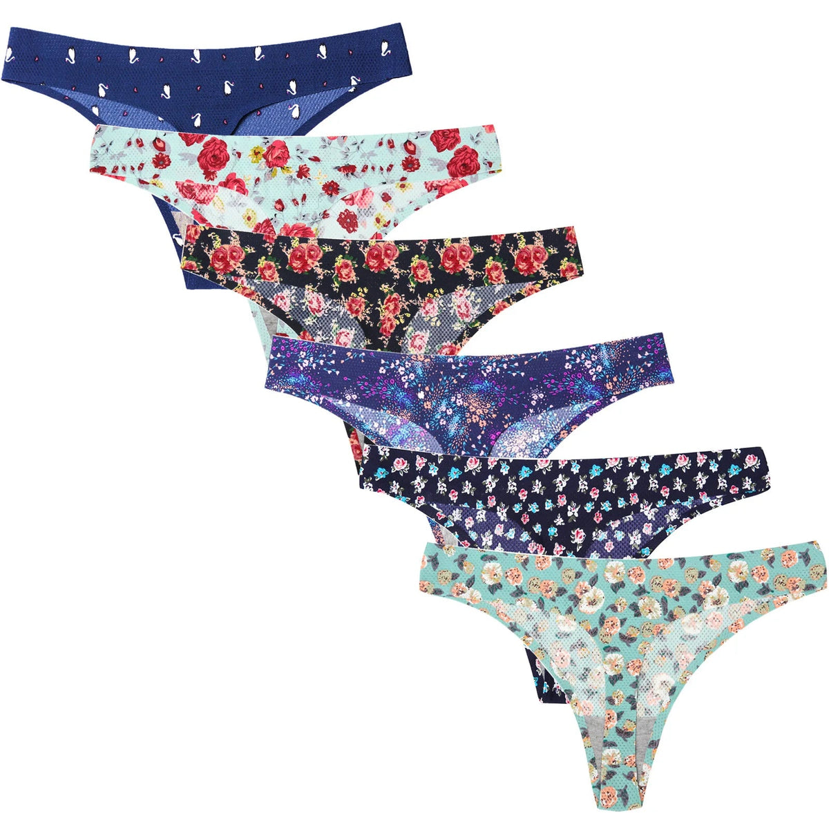 Floral print leopard seamless women's G-string underwear with thong design, from The Clothing Company Sydney.