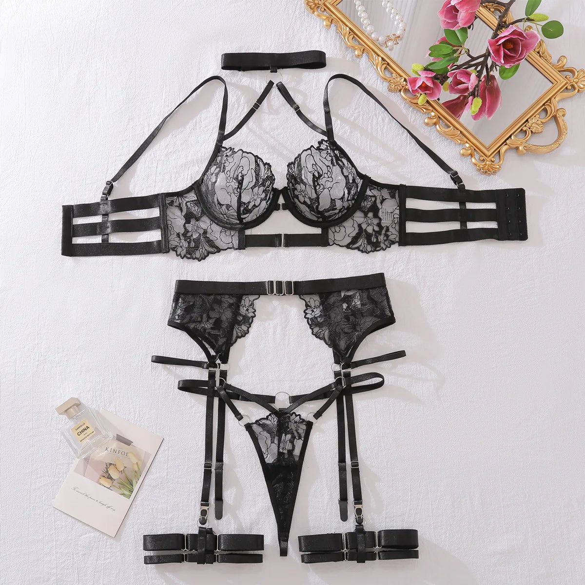 5 Piece Lingеrie Set Halter Bra Push Up Underwear G String Costume Fantasy Intimate Outfits The Clothing Company Sydney