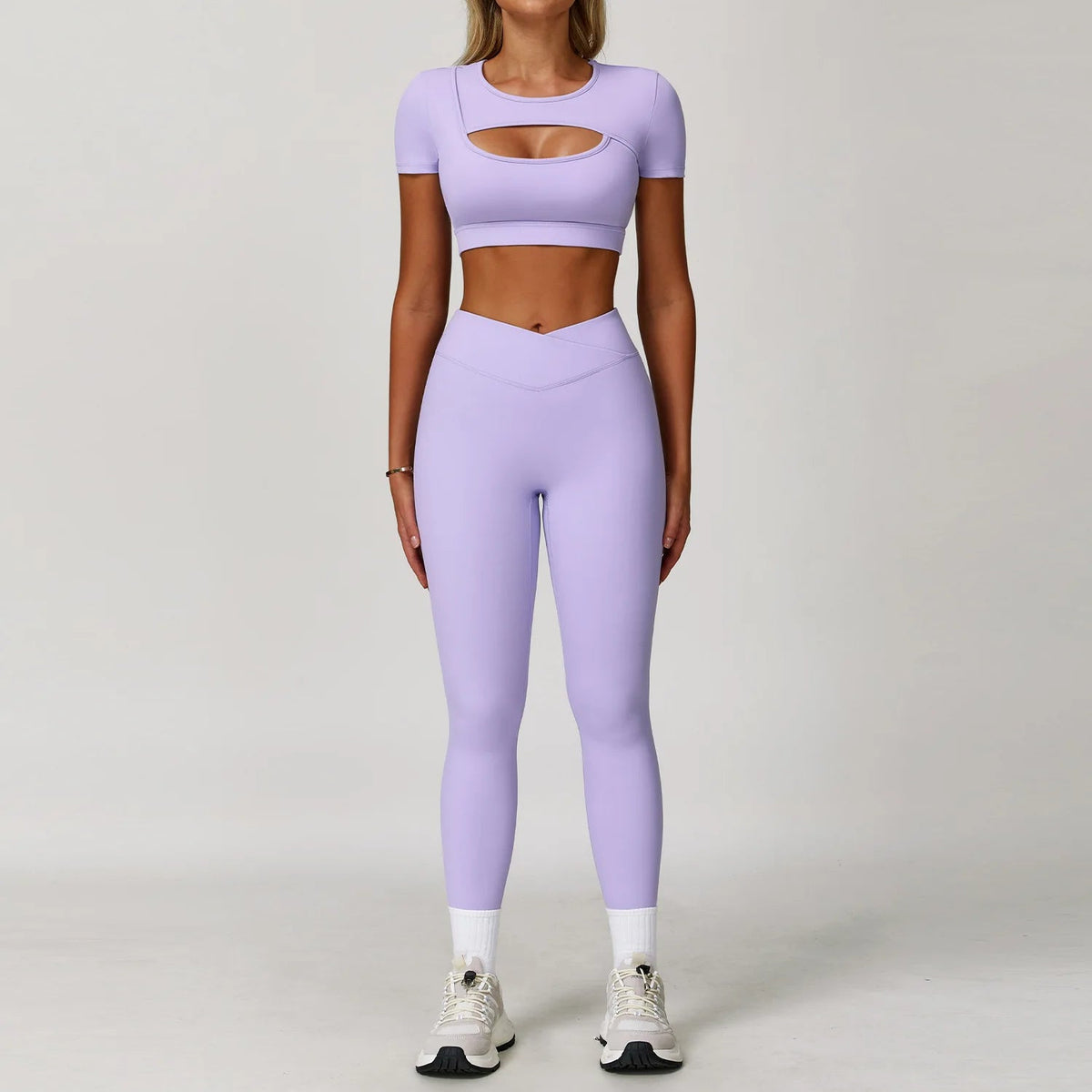 Women's fitness yoga gym clothes set by The Clothing Company Sydney, includes sports bra and matching leggings for workout and running.
