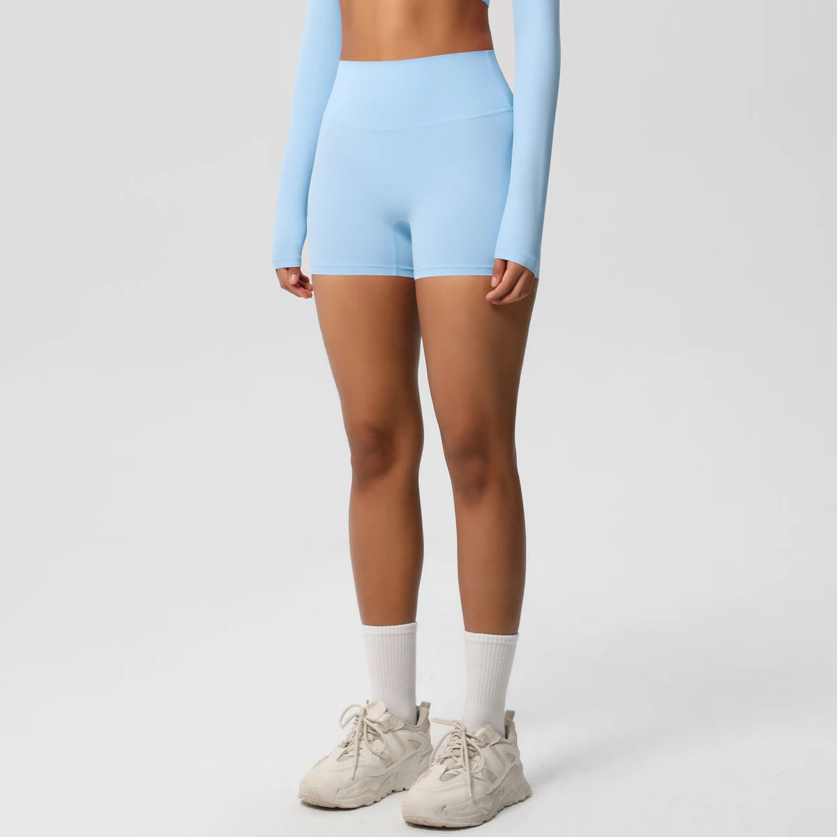 Women’s high waist yoga shorts by The Clothing Company Sydney, fitness leggings with push-up design, ideal for yoga and cycling.