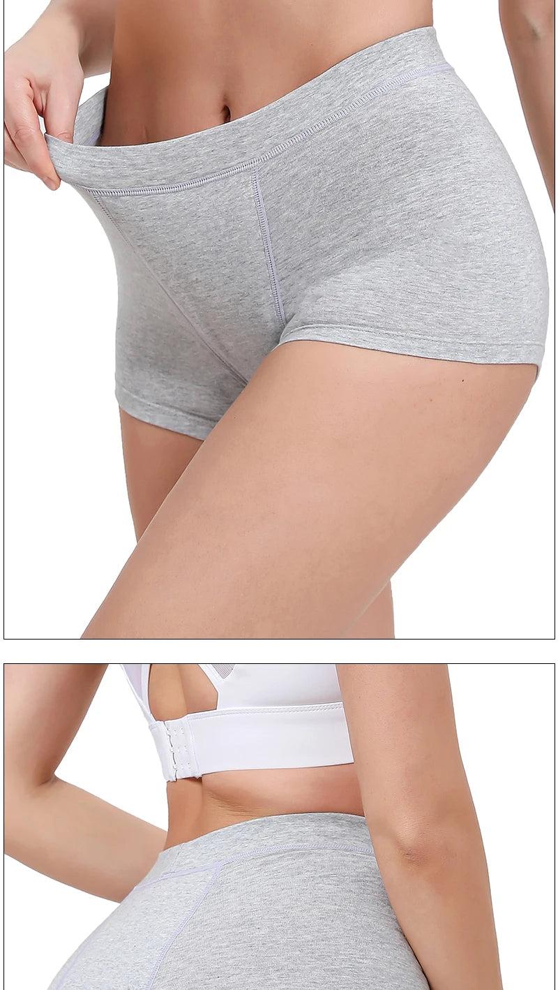 High-waist menstrual panties by The Clothing Company Sydney in flow boxer style, made of soft cotton for period protection.