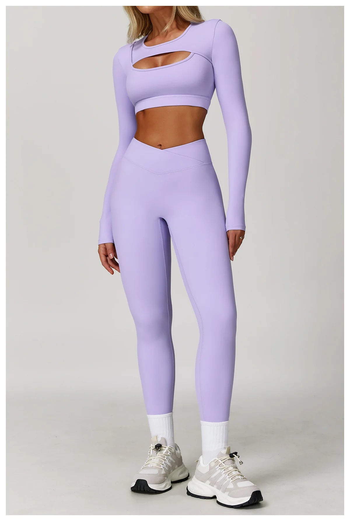 Women’s fitness yoga and gym workout set by The Clothing Company Sydney, includes sports bra, leggings, and tracksuit for exercise.