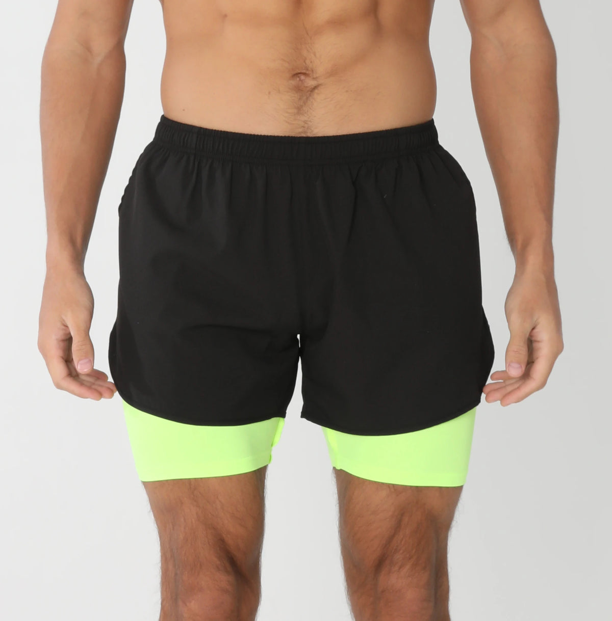 Men's lightweight, breathable gym running shorts with liner, pockets, towel loop, quick-dry fabric, by The Clothing Company Sydney