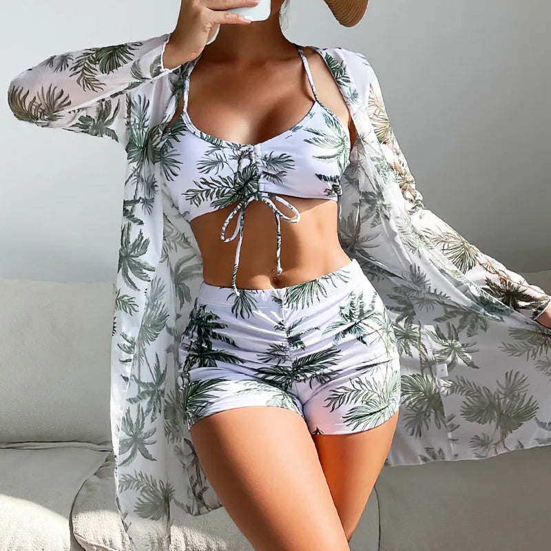 Print Three-Piece Swimsuits Tankini Sets Swimwear Push Up Beach Wear Bathing Suit Swimming Suit The Clothing Company Sydney