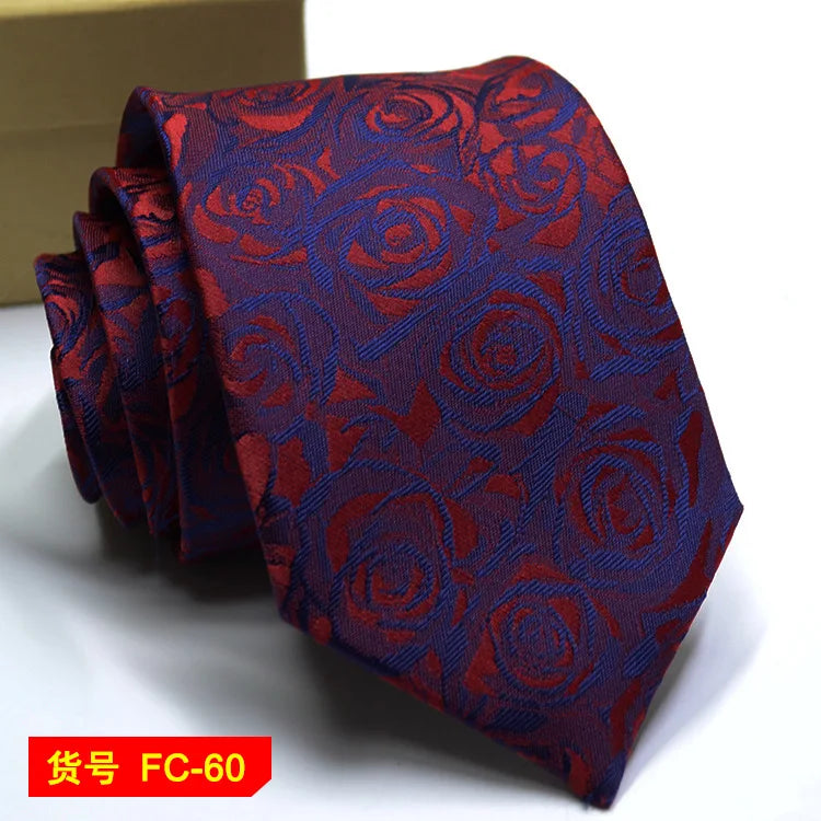 Men's Jacquard necktie from The Clothing Company Sydney featuring floral and solid patterns, 7-8cm width, stylish accessories.