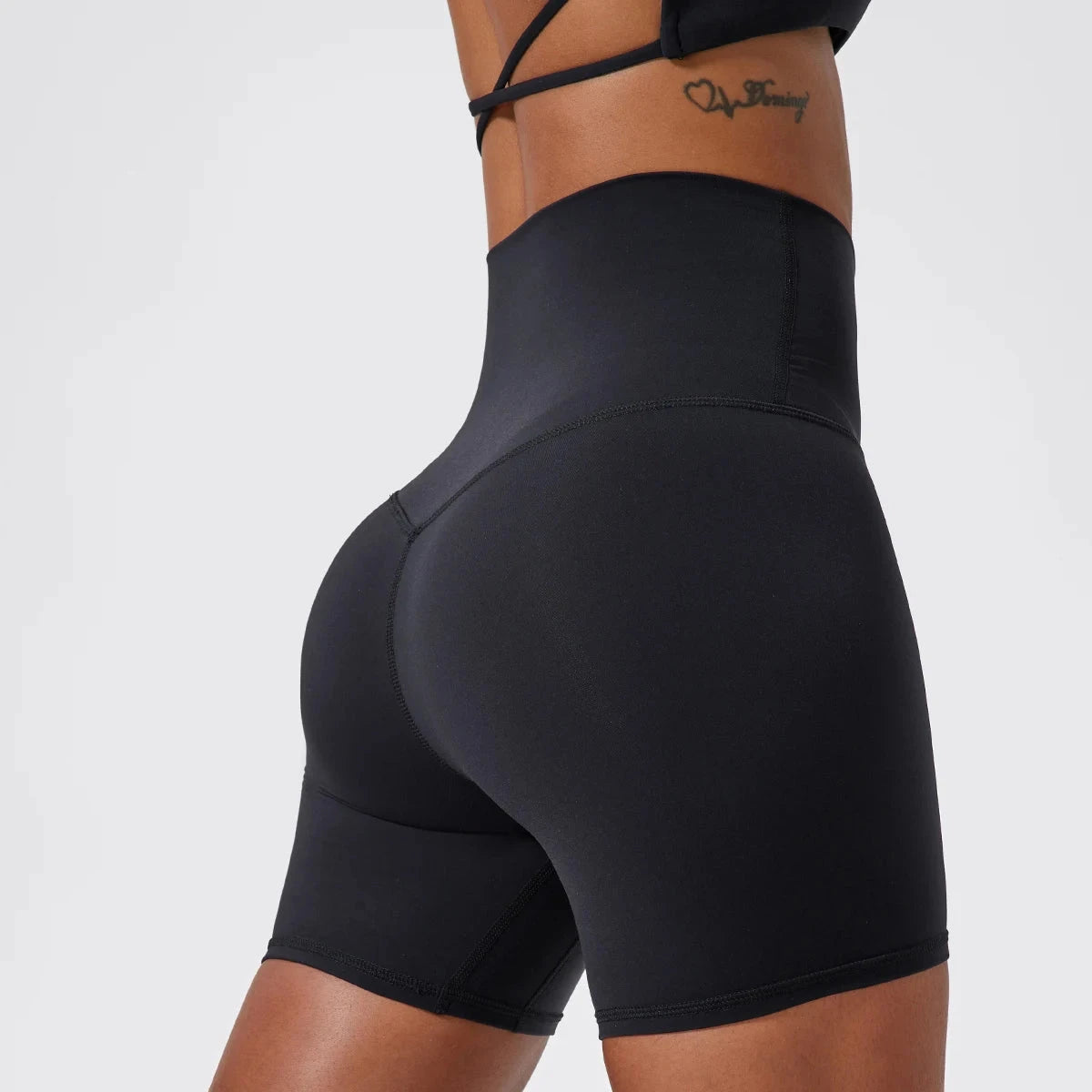 High-waist yoga shorts for women by The Clothing Company Sydney, featuring a snug fit and athletic design for running and workouts.