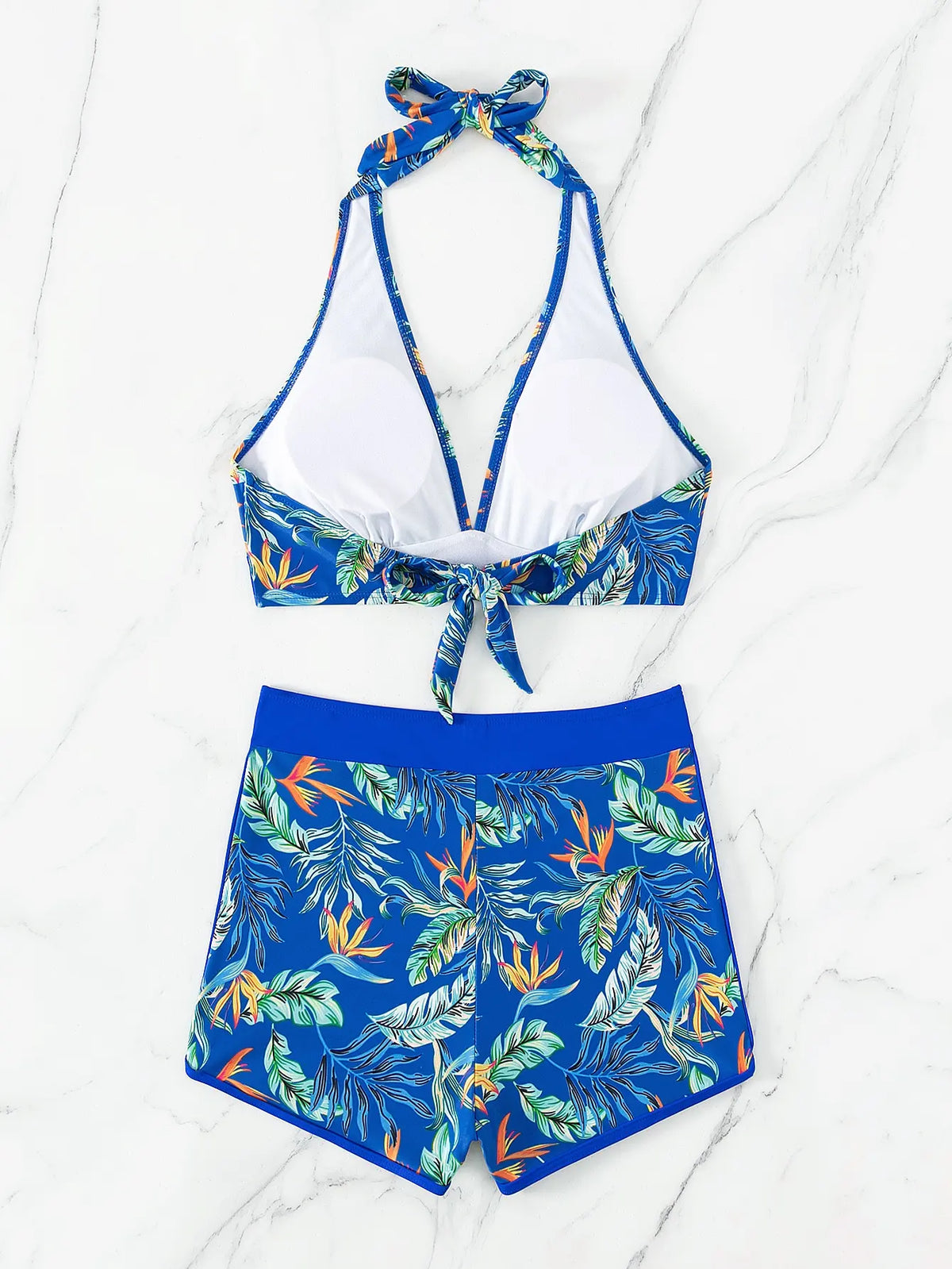 2 Piece Halter Bikini Set Shorts Swimsuit High Waist Swimwear Female Printed Bathers Swimming Bathing Swim Suit Beachwear - The Clothing Company Sydney
