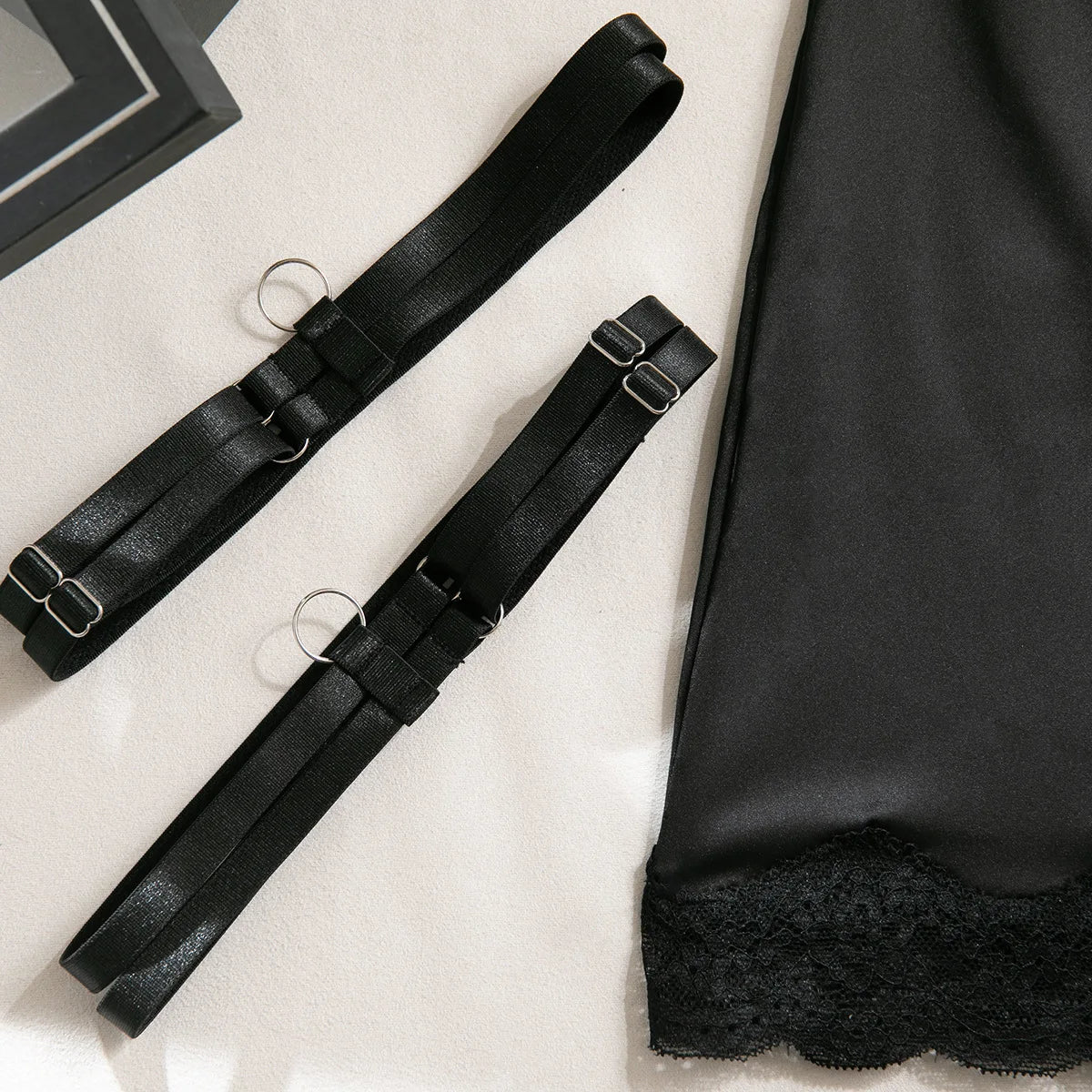Lace halter bra and heart g-string thongs with garter belt in an exotic lingerie set from The Clothing Company Sydney.
