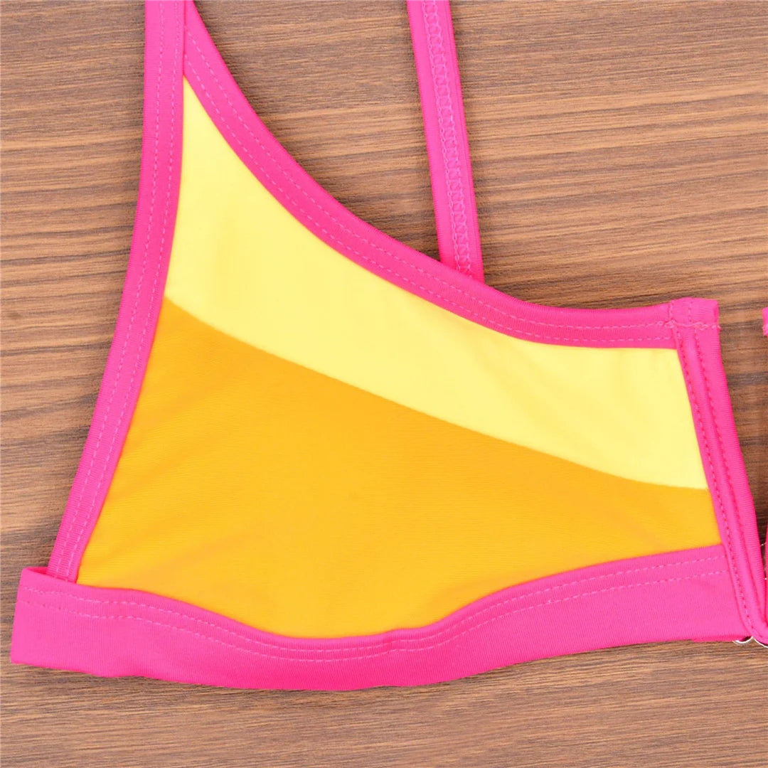 V shape high cut bikini swimsuit for women, two-piece swimwear with a stylish design, by The Clothing Company Sydney.