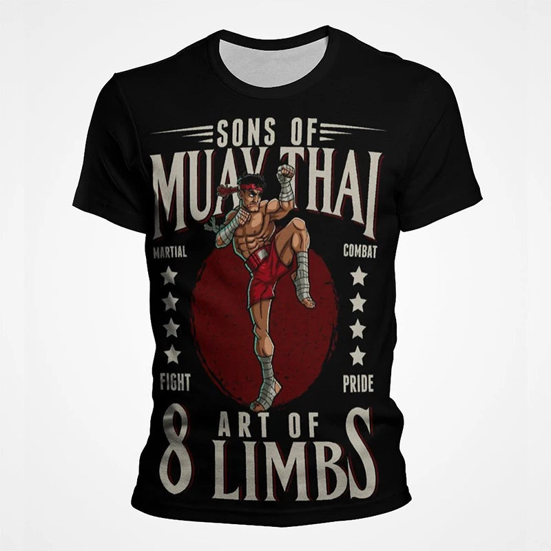 Muay Thai Gym Graphic T Shirt For Men Women Kids 3D Thai Boxing Sports Printed Tee Shirts Streetwear Short Sleeves Quick Dry Top - The Clothing Company Sydney