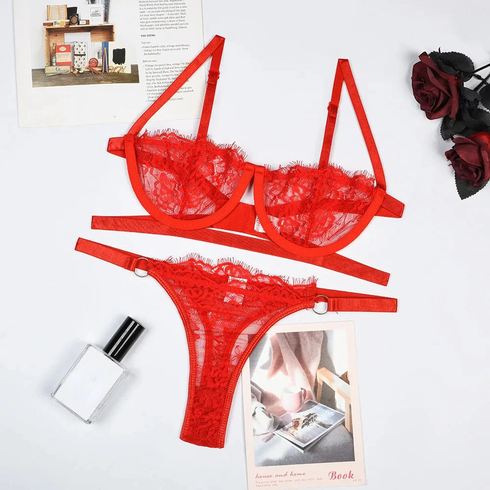 2 Piece Lingerie Woman Lace Transparent Underwear Fairy Embroidery Brief Push Up Bras Set The Clothing Company Sydney