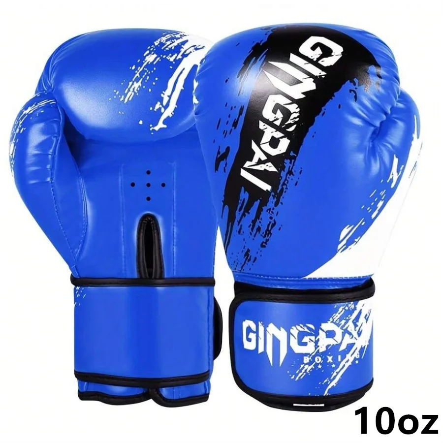 Adult and kid boxing Muay Thai gloves, adjustable training sparring mitts in black, red and blue