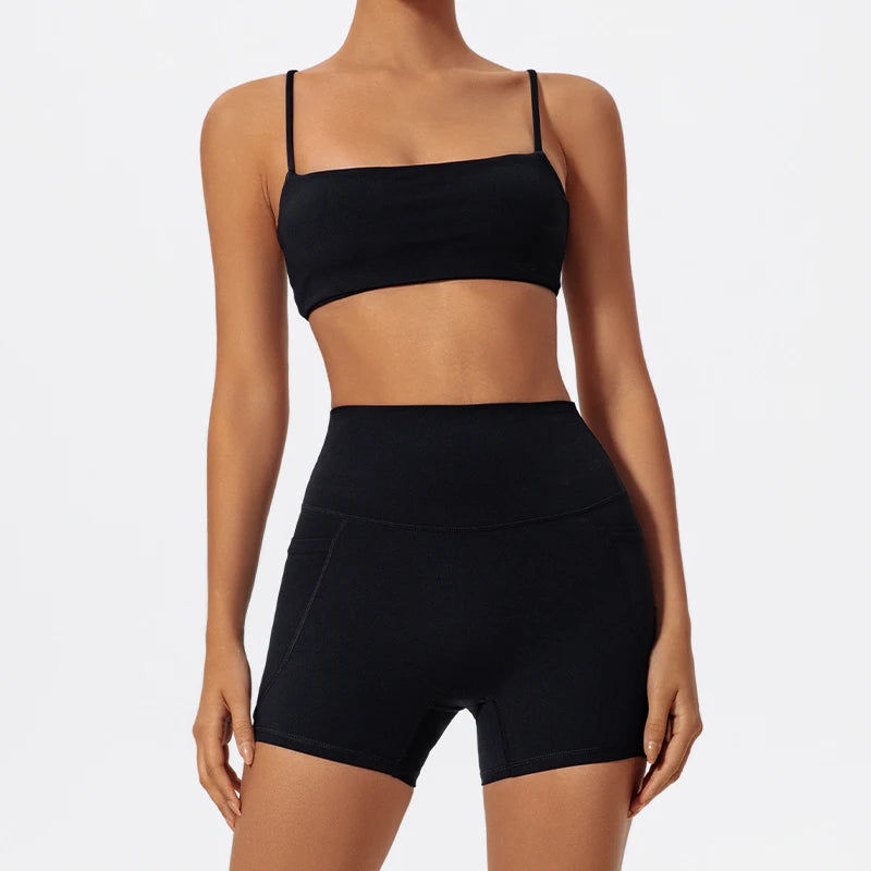 Women Two Piece Gym Workout Bra Yoga Set Shorts Fitness Wear Quick-Dry Sports Bra Flared Pants Suits - The Clothing Company Sydney