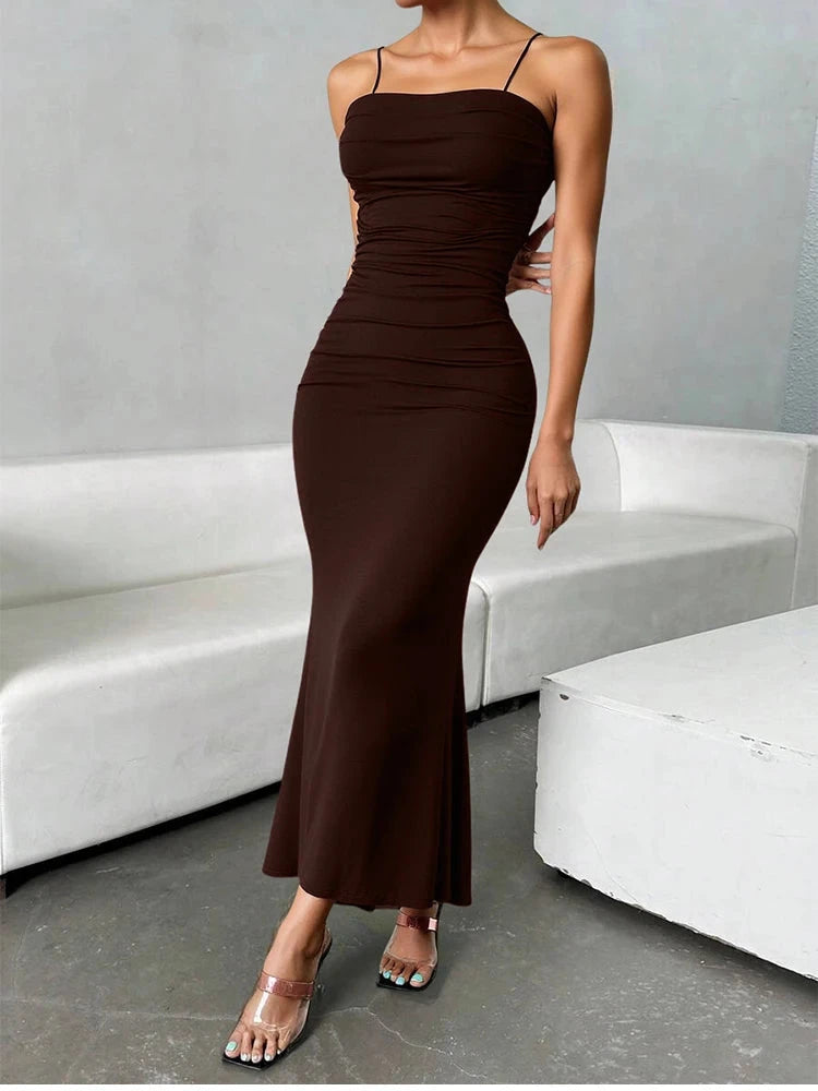 Women's Party Maxi Spaghetti Strap Elegant Slim Evening Wedding Guest Multi-Color Summer Milkmaid Dresses The Clothing Company Sydney