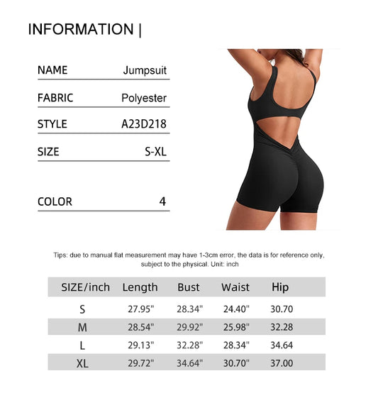 Summer Playsuit Women's Yoga Sleeveless One Piece Sports Shorts Fitness Jumpsuit Activewear - The Clothing Company Sydney