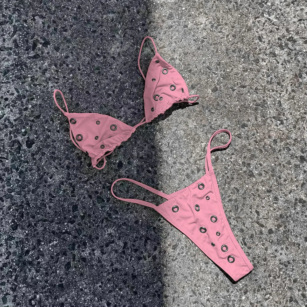2 Piece Micro Bikini Halter Swimsuit Swimwear Brazilian Bikini Set Thong Beachwear