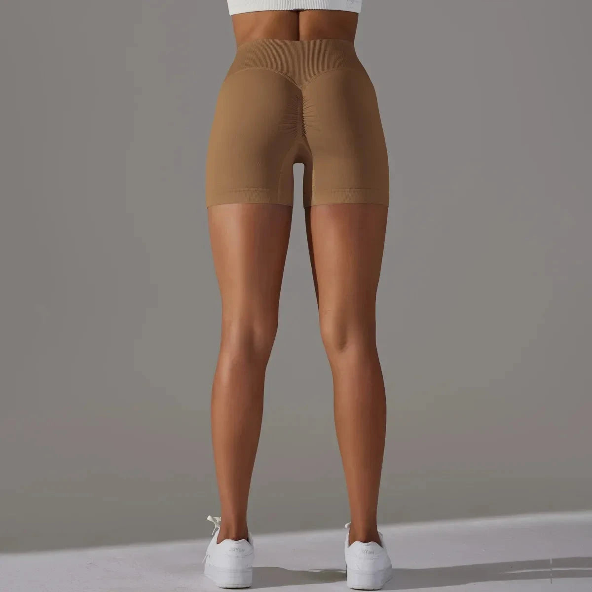 Women’s high waist fitness yoga leggings by The Clothing Company Sydney, seamless sports bike shorts with scrunch butt and push-up design.