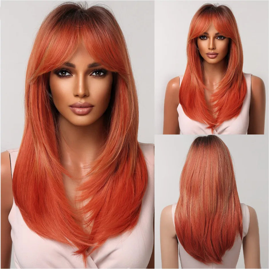 Long layered straight synthetic wig in black and pink ombre, women's cosplay hair accessory by The Clothing Company Sydney