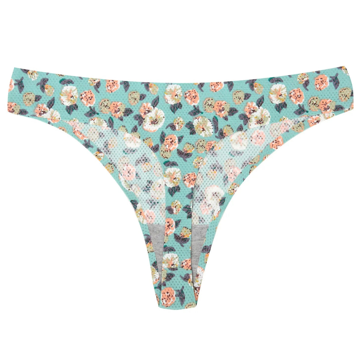 Floral print leopard seamless women's G-string thong underwear by The Clothing Company Sydney, showing delicate floral and leopard design.