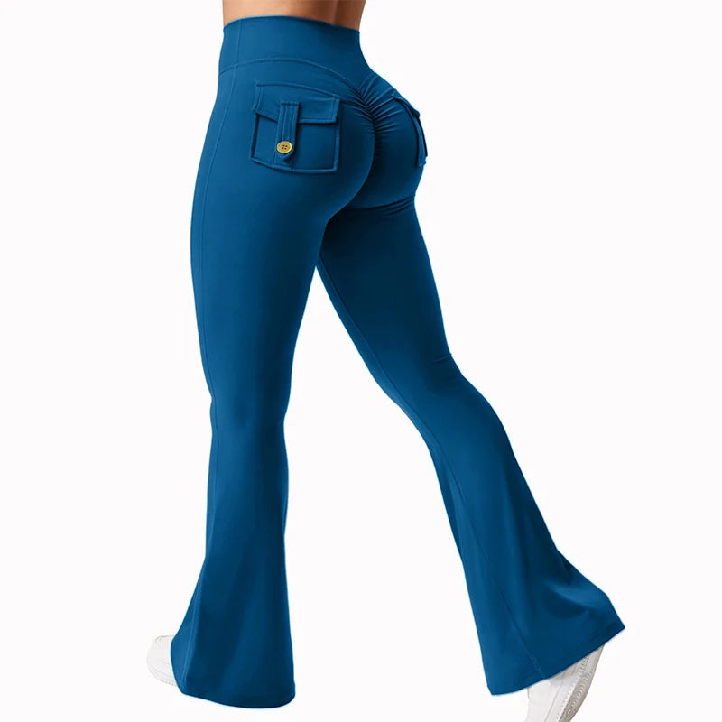 Flared Gym Push Up Impact Leggings Hip Lifting Running Workout Pocket Quick-Dry Yoga Pants The Clothing Company Sydney