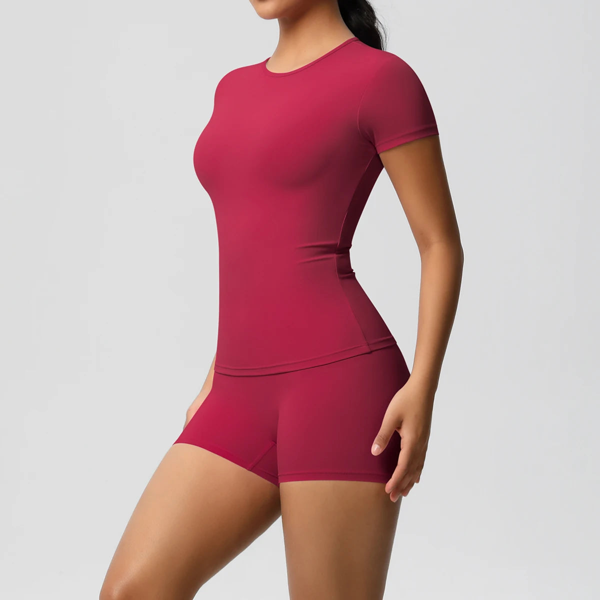 2 Piece Quick-Drying Gym Leggings Set Summer Short Sleeve Breathable Stretchy Yoga Slim Fitness Active Top Women's Cycling Bike Shorts The Clothing Company Sydney