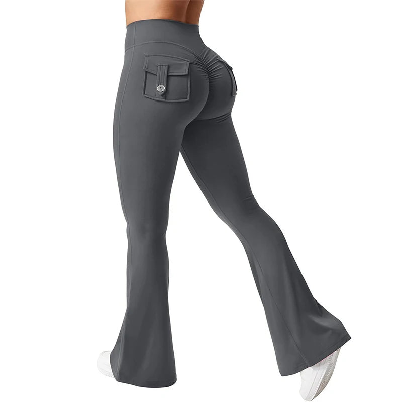 Flared Gym Push Up Impact Leggings Hip Lifting Running Workout Pocket Quick-Dry Yoga Pants The Clothing Company Sydney