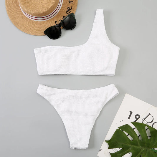 One Shoulder Bikini Women Swimwear Swimsuit Solid Beachwear Bathers Bathing Suit The Clothing Company Sydney