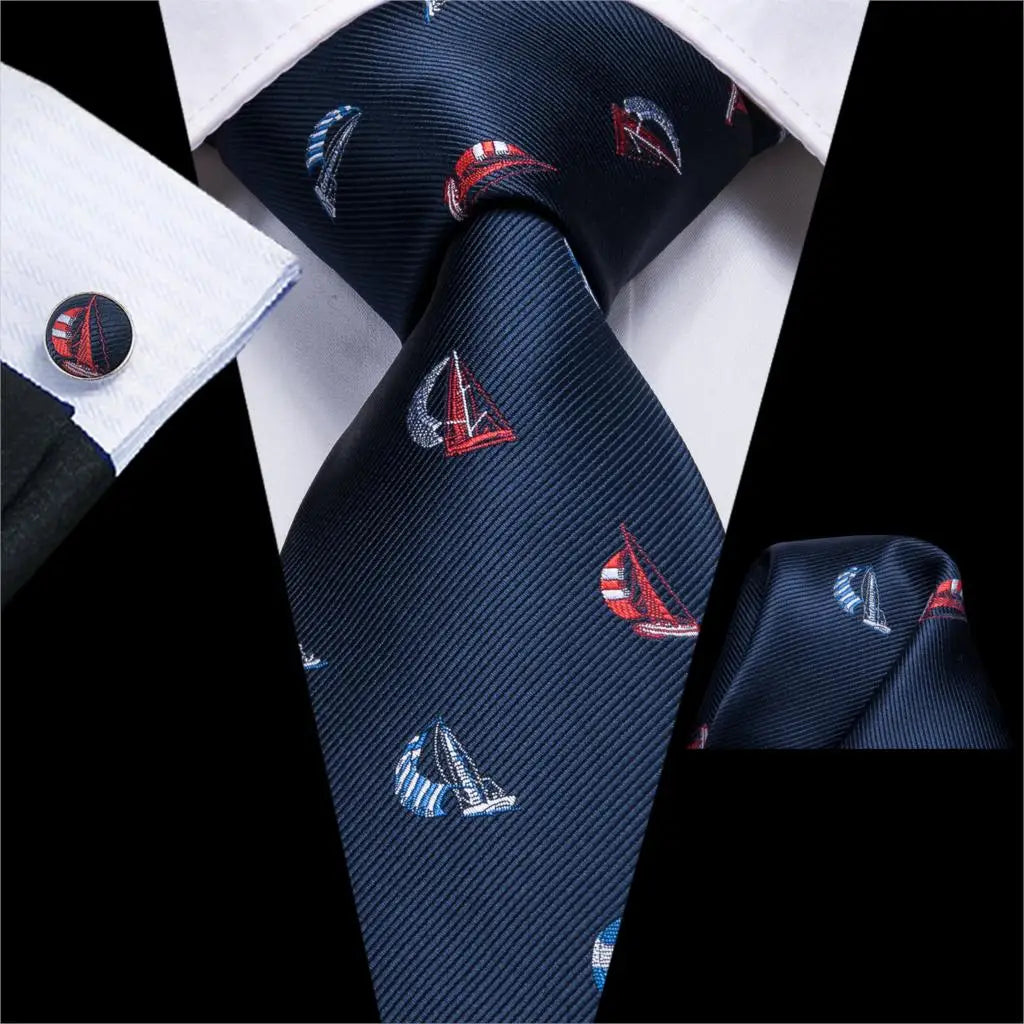 Blue paisley silk tie set for men includes necktie, cufflinks, and pocket hanky, stylish accessories by The Clothing Company Sydney.