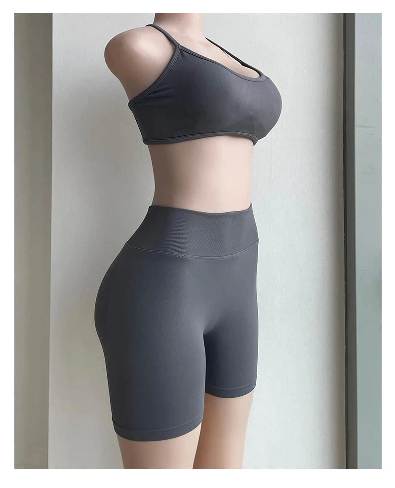 Solid seamless half pants for women, soft fitness gym and yoga wear by The Clothing Company Sydney, suitable for running and biking.