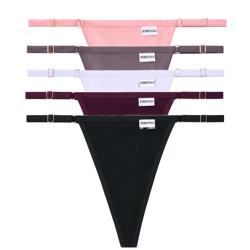 5 Pack Adjustable Women's Panties Cotton Panties Solid Low Waist Seamless Thongs Underpants Women Lingerie Set The Clothing Company Sydney