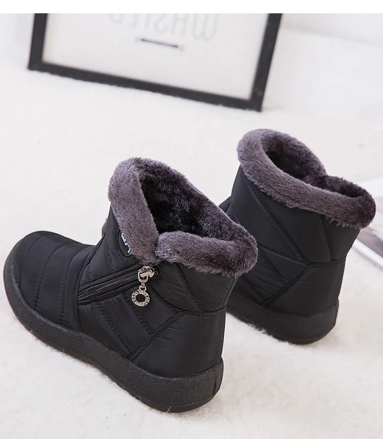 Women's winter snow boots with warm fur lining and ankle height, by The Clothing Company Sydney, perfect for cold weather.