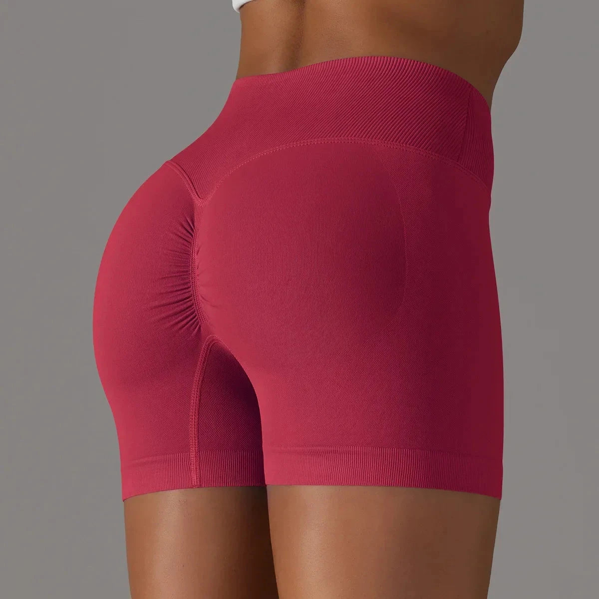 Women’s high waist fitness yoga leggings by The Clothing Company Sydney, seamless sports bike shorts with scrunch butt design.