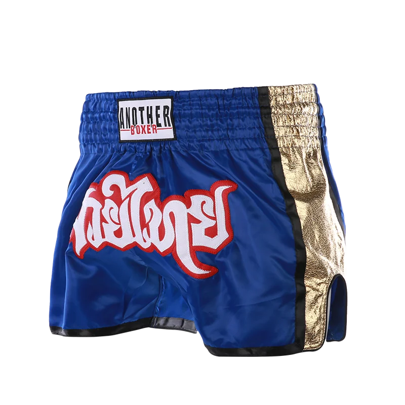 Embroidered Muay Thai boxing shorts with colorful design and The Clothing Company Sydney branding, tailored for martial arts training.