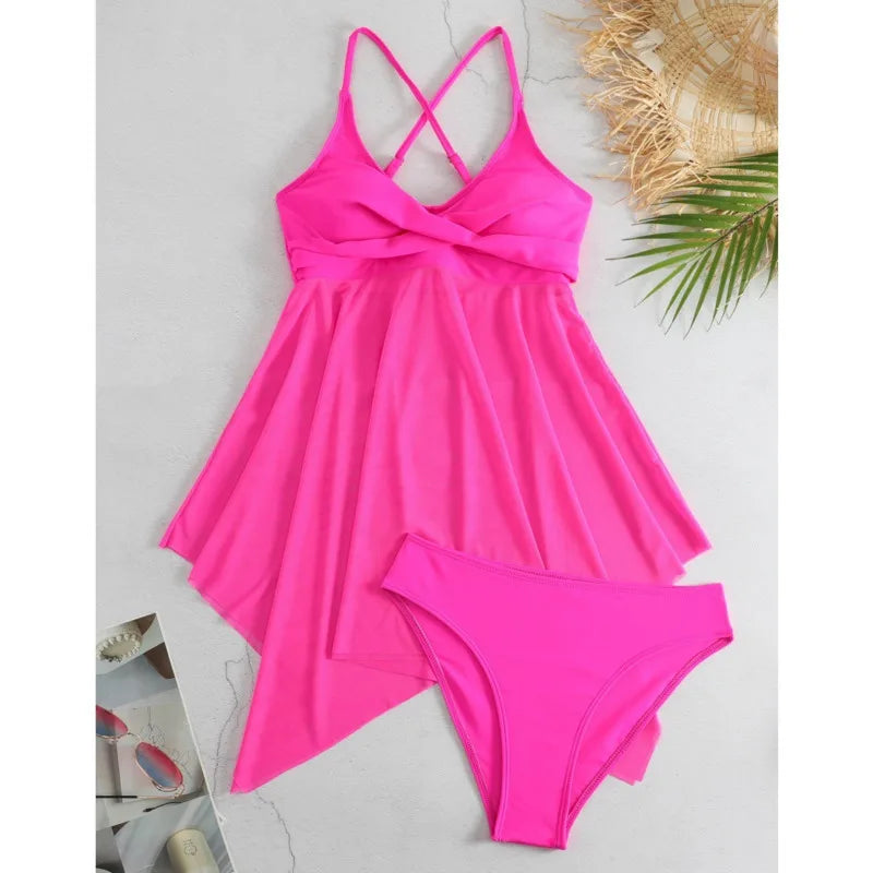 Plus size women's tankini set two-piece bathing suit with swim dress, by The Clothing Company Sydney