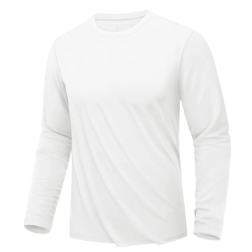 Men's UPF 80+ sun protection quick-dry long sleeve athletic T-shirt from The Clothing Company Sydney, ideal for sports and outdoor activities.